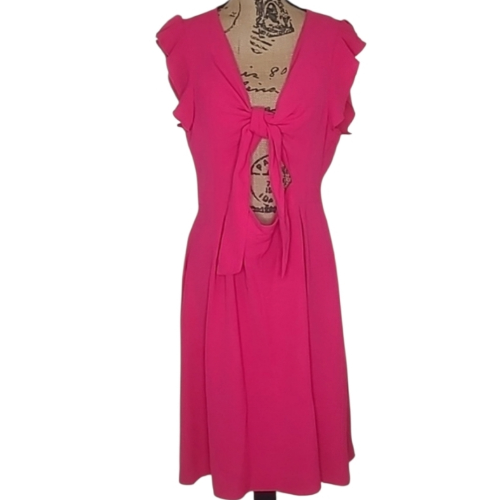 Beachsissi Salmon Tie Front Open Midriff Dress